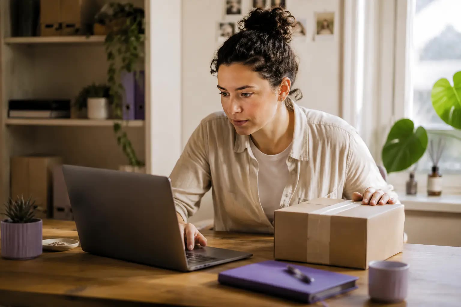 Professionnelle du e-commerce traitant une demande client